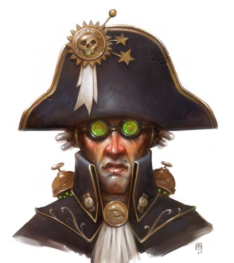 An illustration of a steam punk pirate