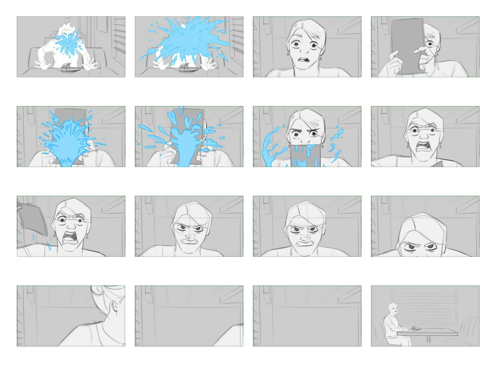 Storyboards of angry woman