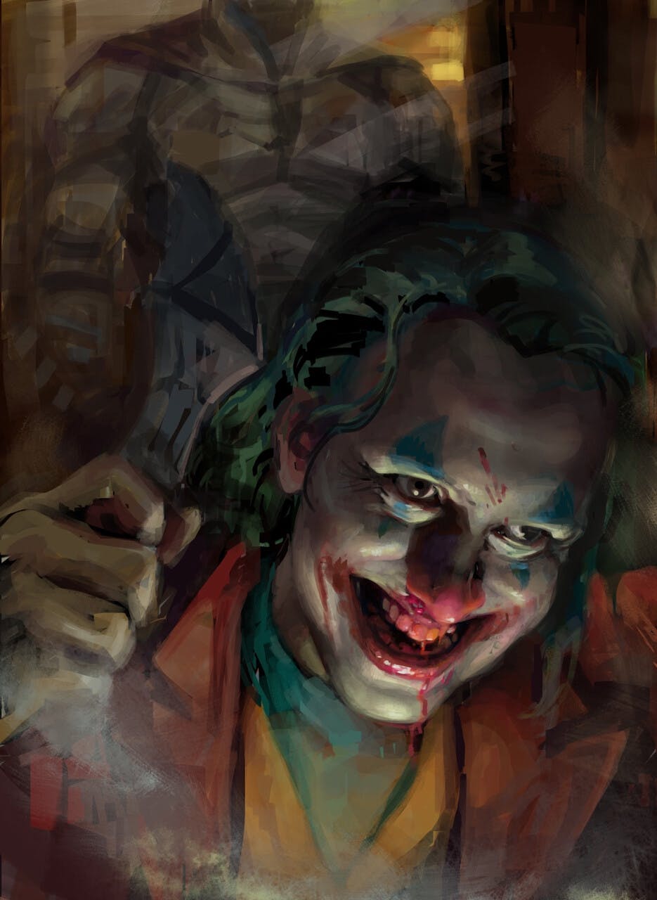 The Joker lit from below