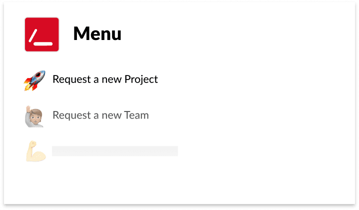 Slack app menu