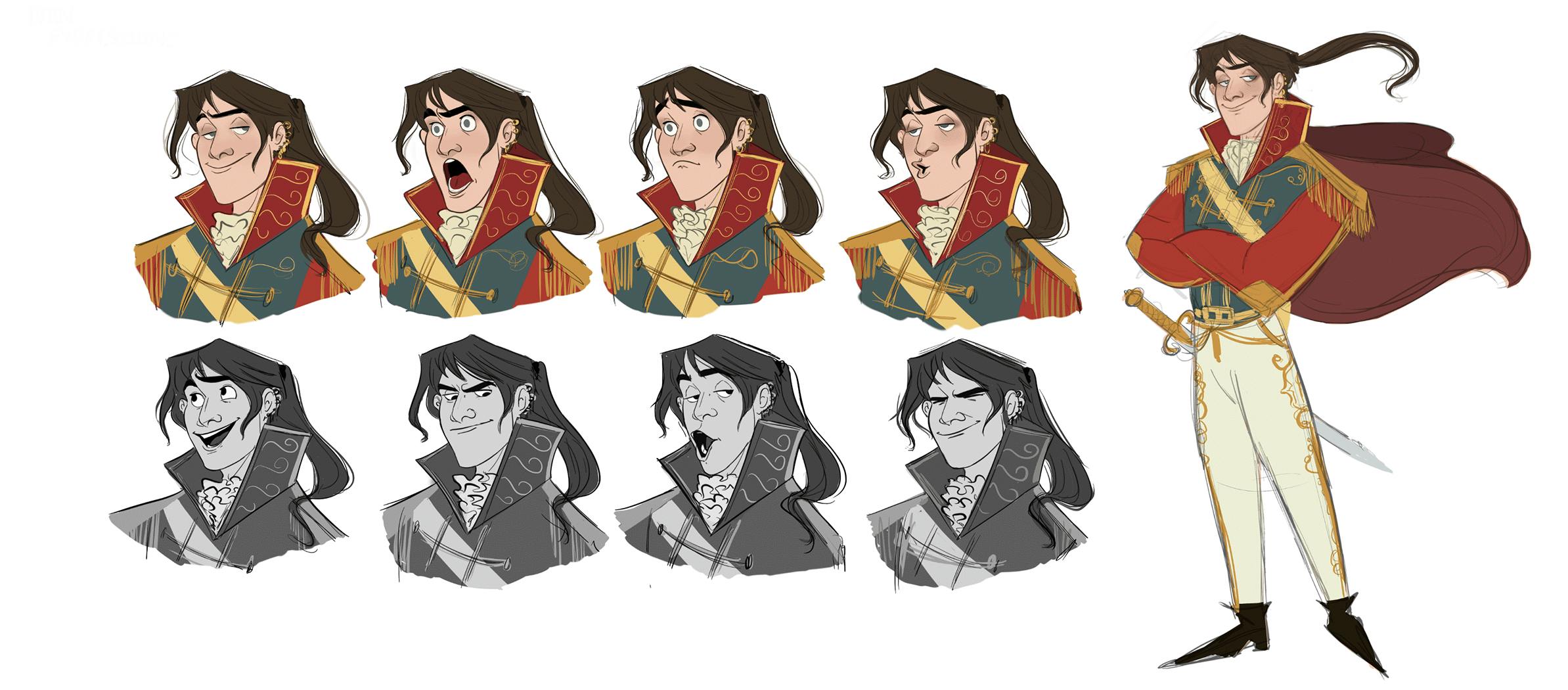 Sketches of male character head