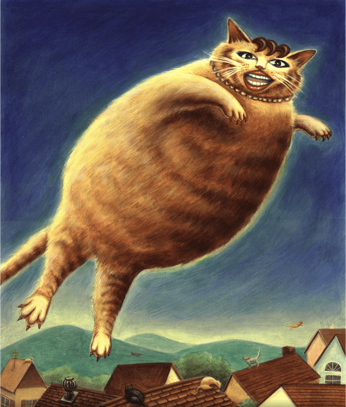A fat flying cat