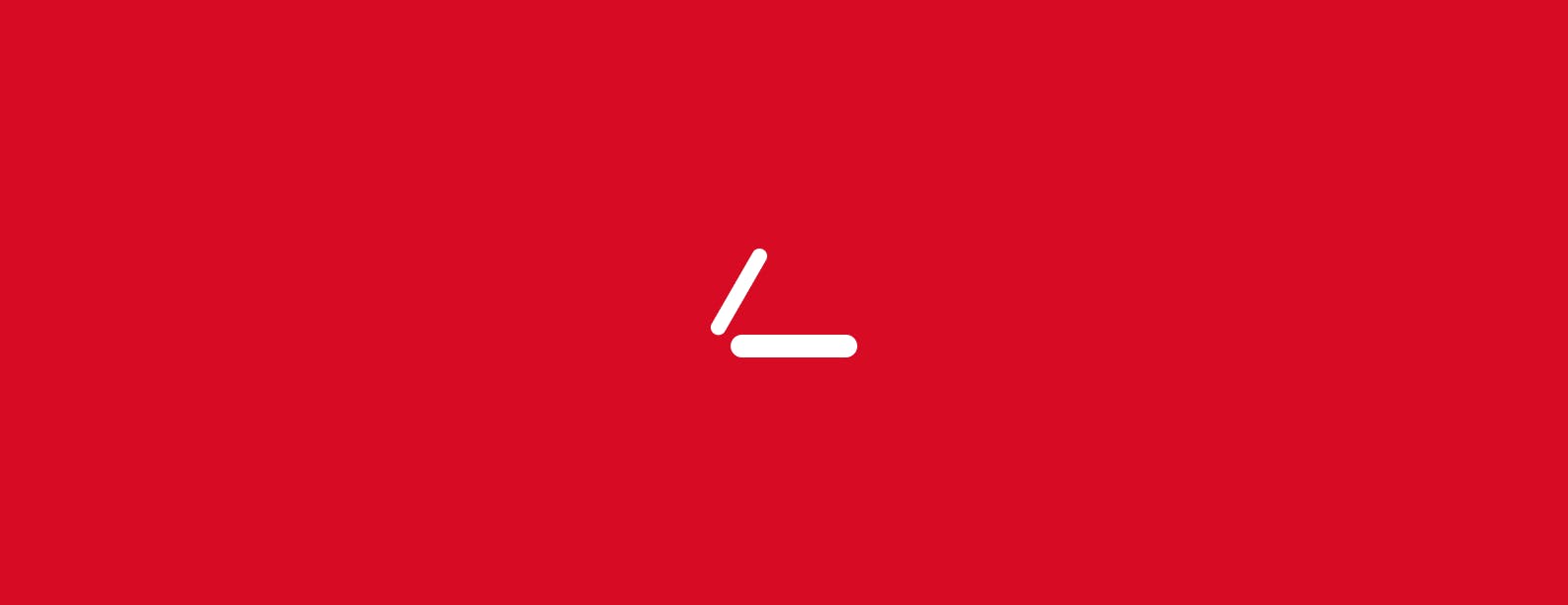 A white Laetro logo sitting on a red background