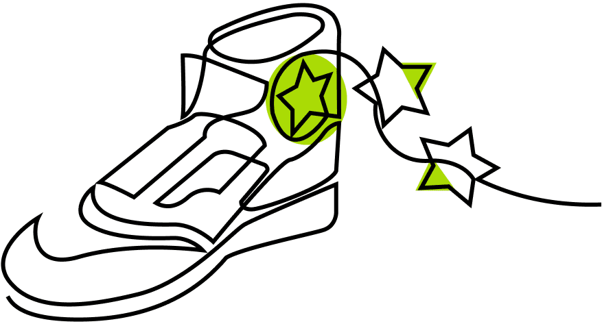 An illustration of a sneaker using a single contiguous line