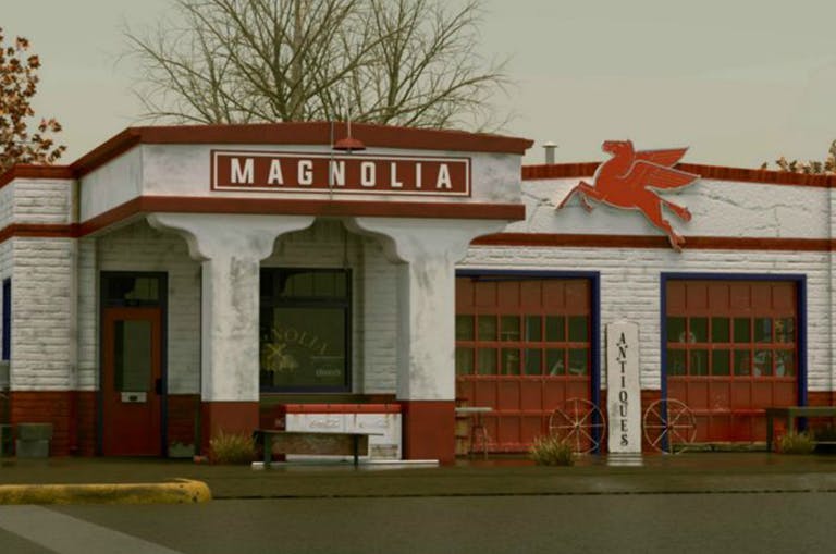 A 3D model of a gas station