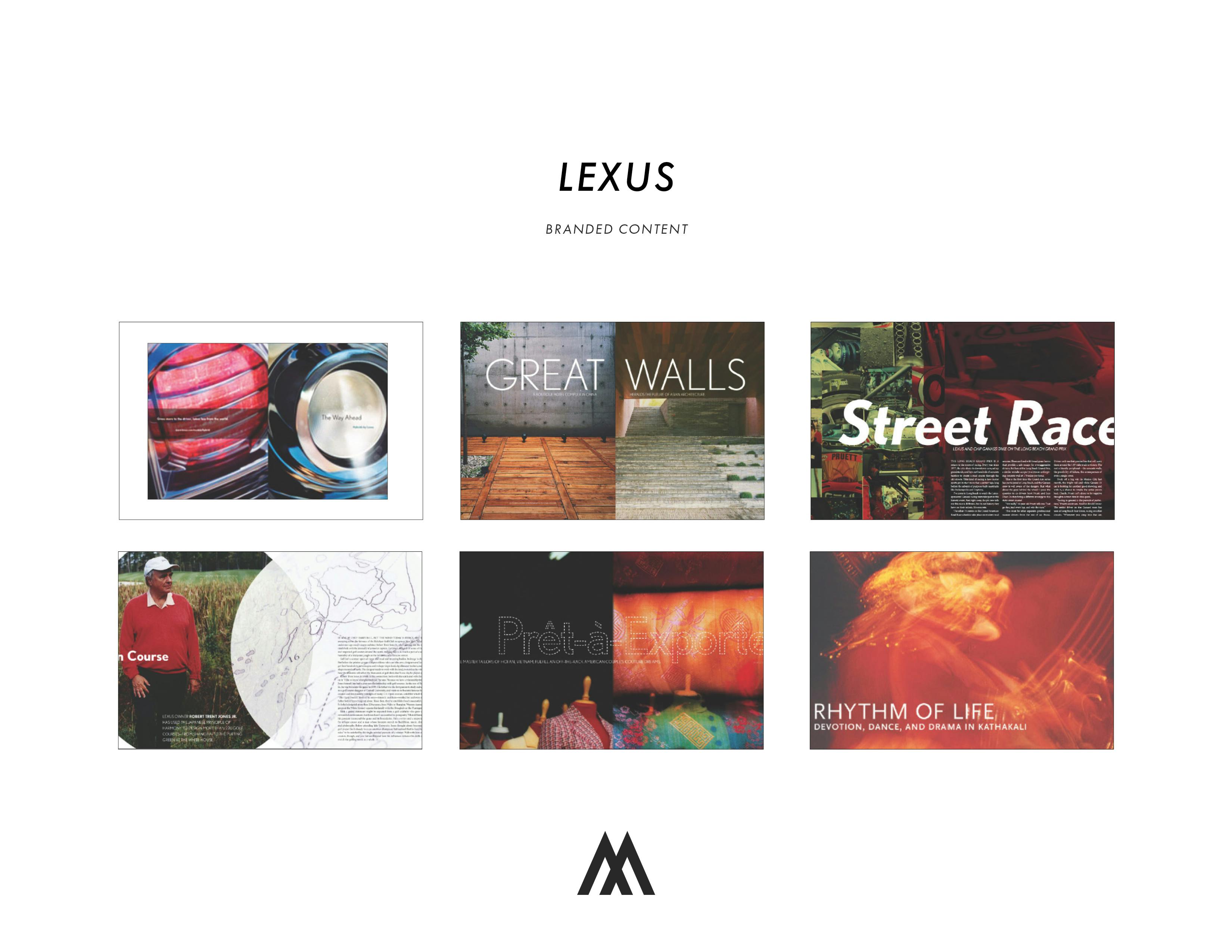 Examples of branded content for Lexus