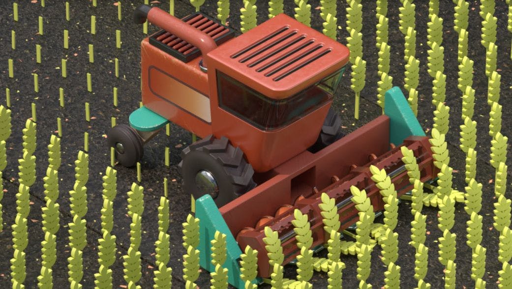 3D illustration of Canadian harvester