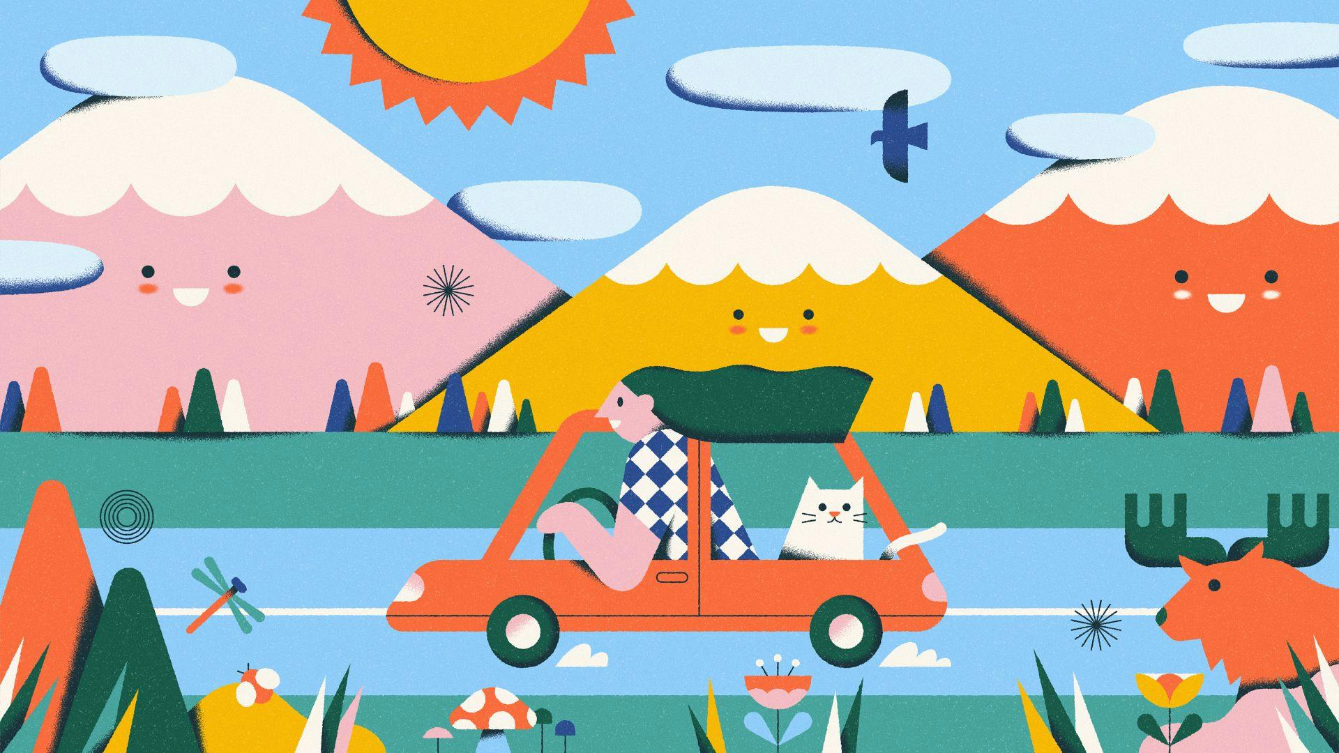 Illustration of Canadian road trip