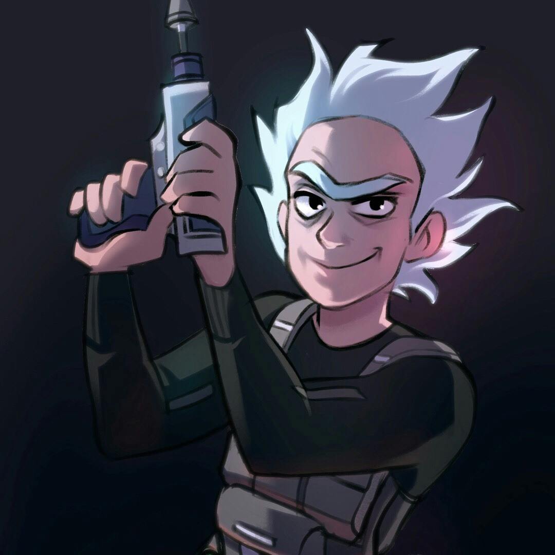 An illustration of a young Rick Sanchez