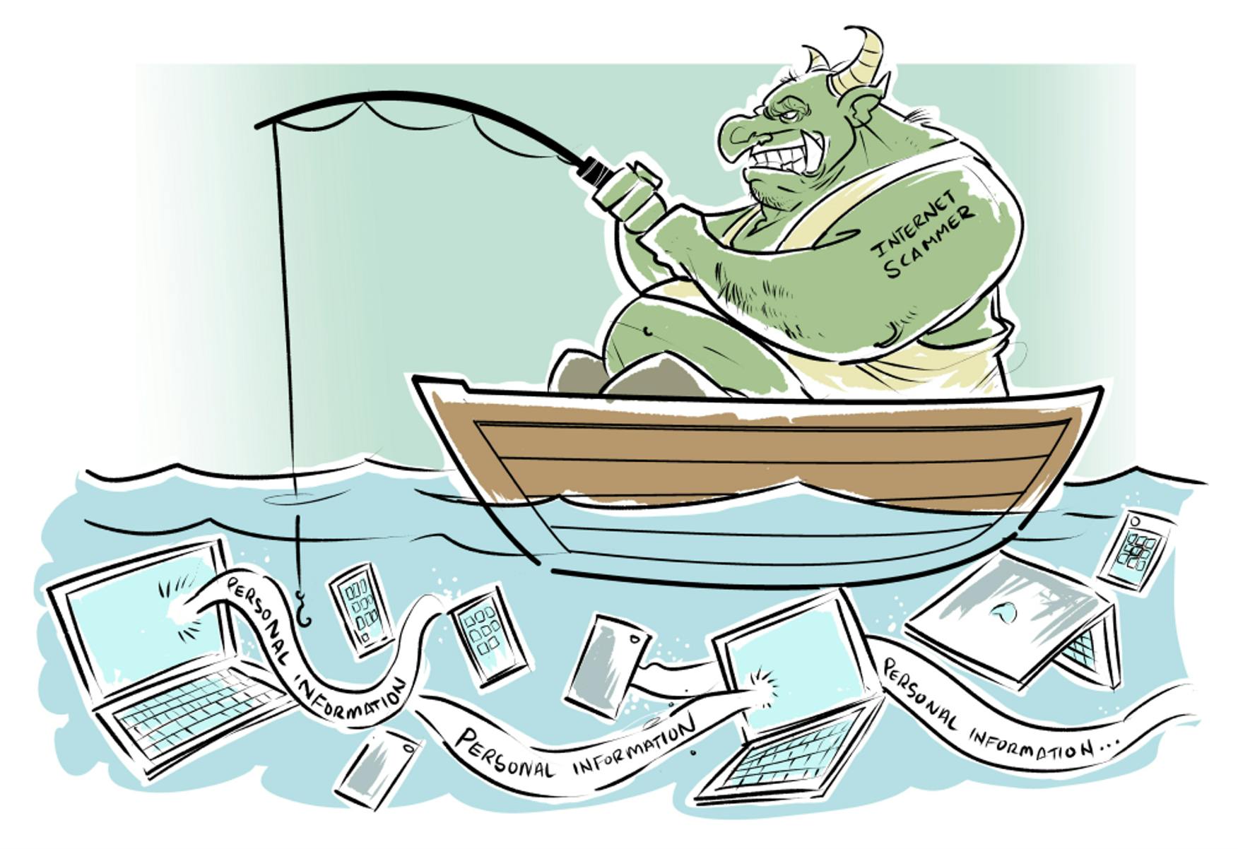 A troll phishing from a boat