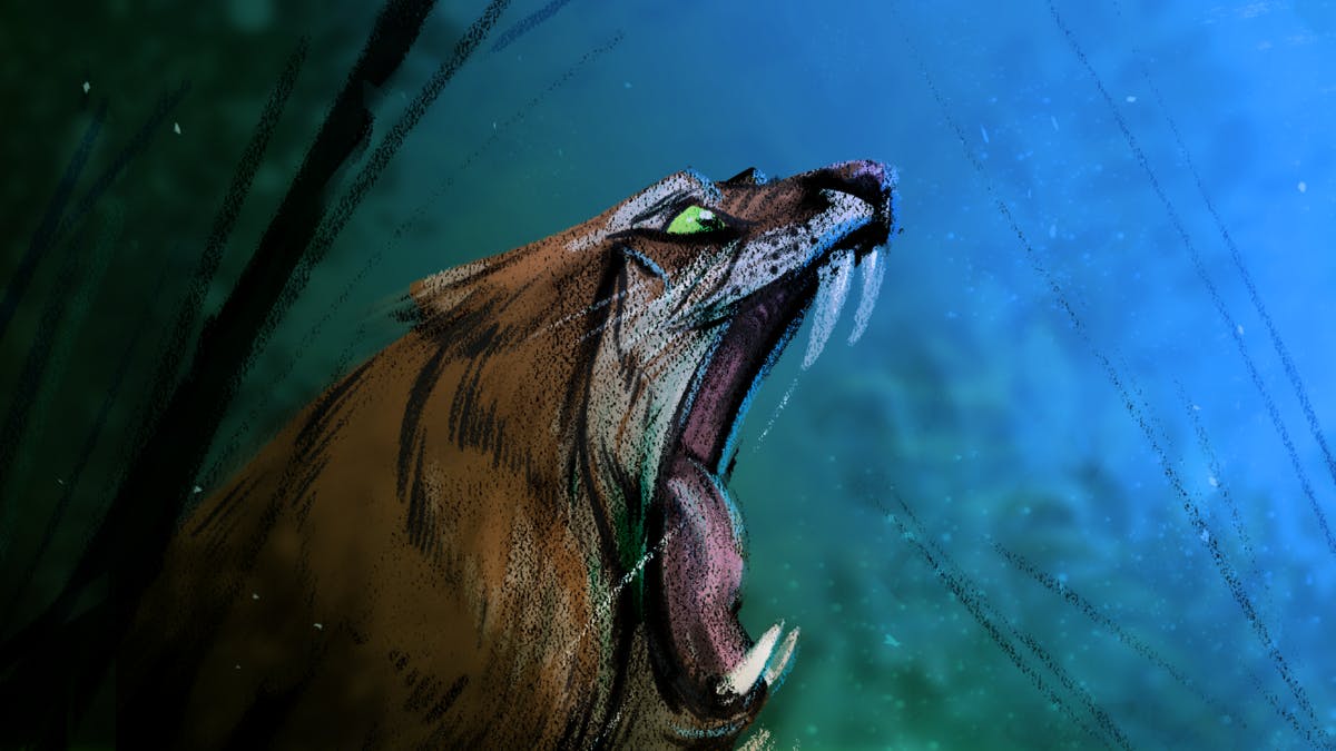 An illustration of a tiger biting attack