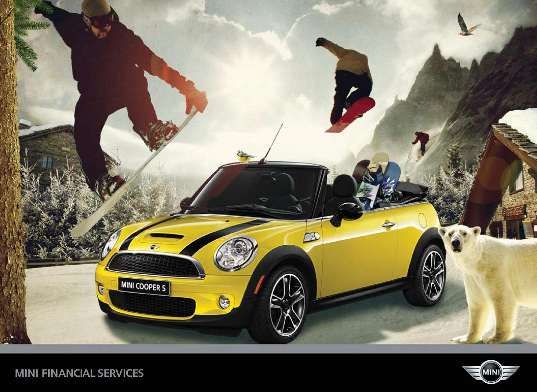 Yellow Mini Cooper ad