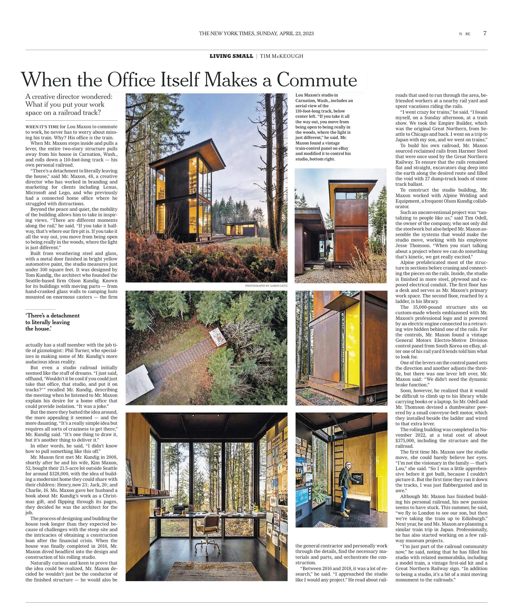NYT article about office moving on rails