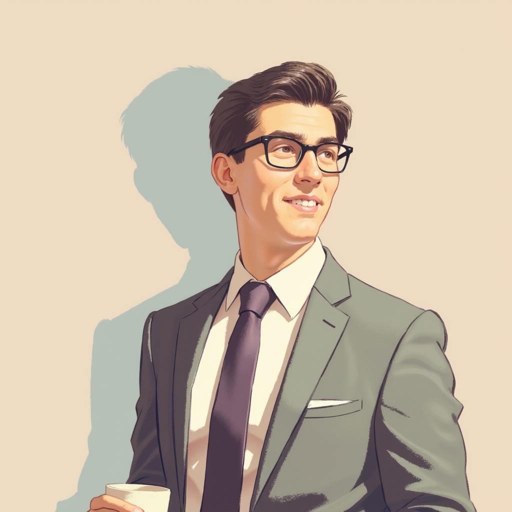 A professional man in a suit holding a coffee cup, smiling confidently while standing against a neutral background. Represents a UX and UI testing expert analyzing user feedback and interface designs.