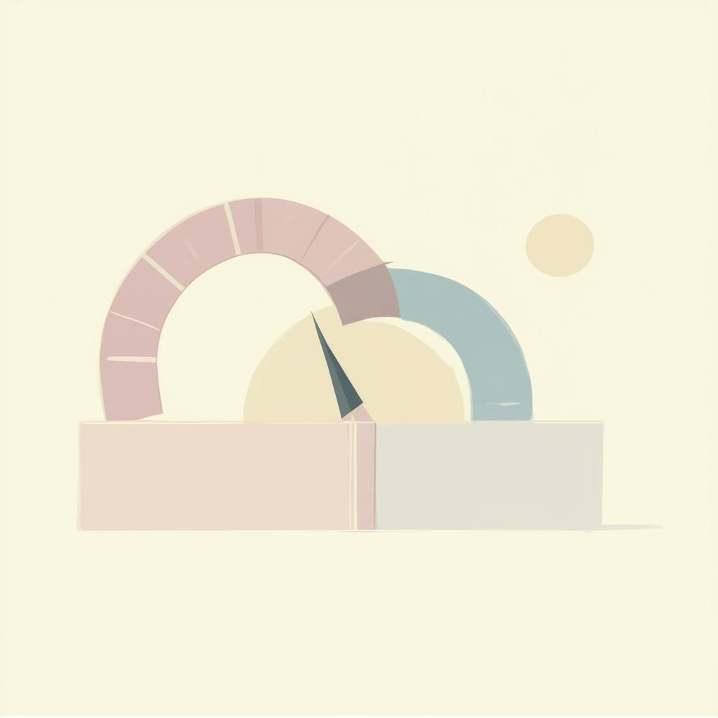 An abstract illustration of a dial-like gauge with soft pastel colors, symbolizing performance measurement and progress tracking in reporting KPI systems.