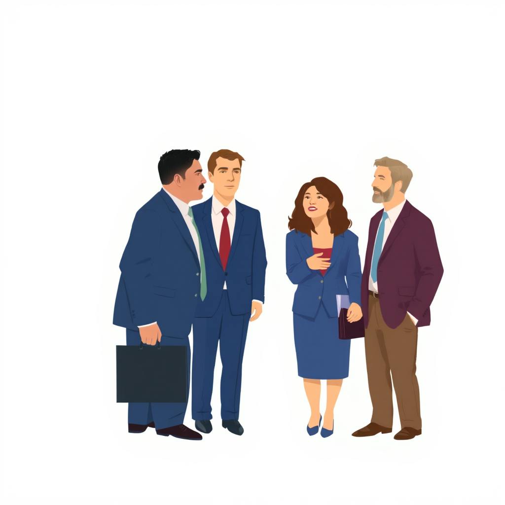 Four business professionals converse in a relaxed setting, suggesting how the positive effects of technology on business communication encourage stronger interpersonal relationships and more accessible professional networking.