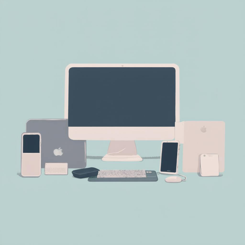 An array of sleek modern devices displayed on a minimalist background, highlighting the overreliance on multiple platforms and tools, which can lead to fragmentation and miscommunication—key negative effects of technology on business communication.