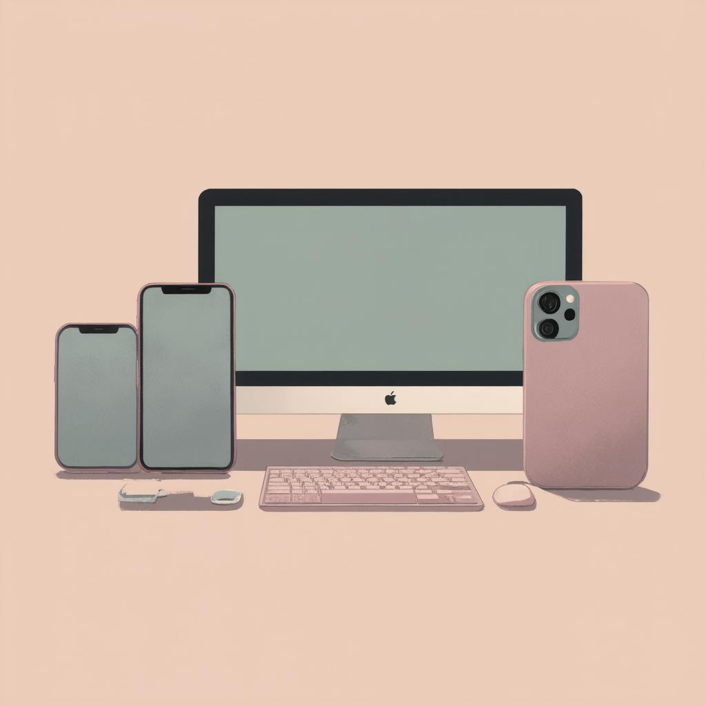 A lineup of modern Apple devices including smartphones, a desktop computer, and accessories, visually representing the digital platforms where metrics for marketing campaigns are monitored and analyzed.