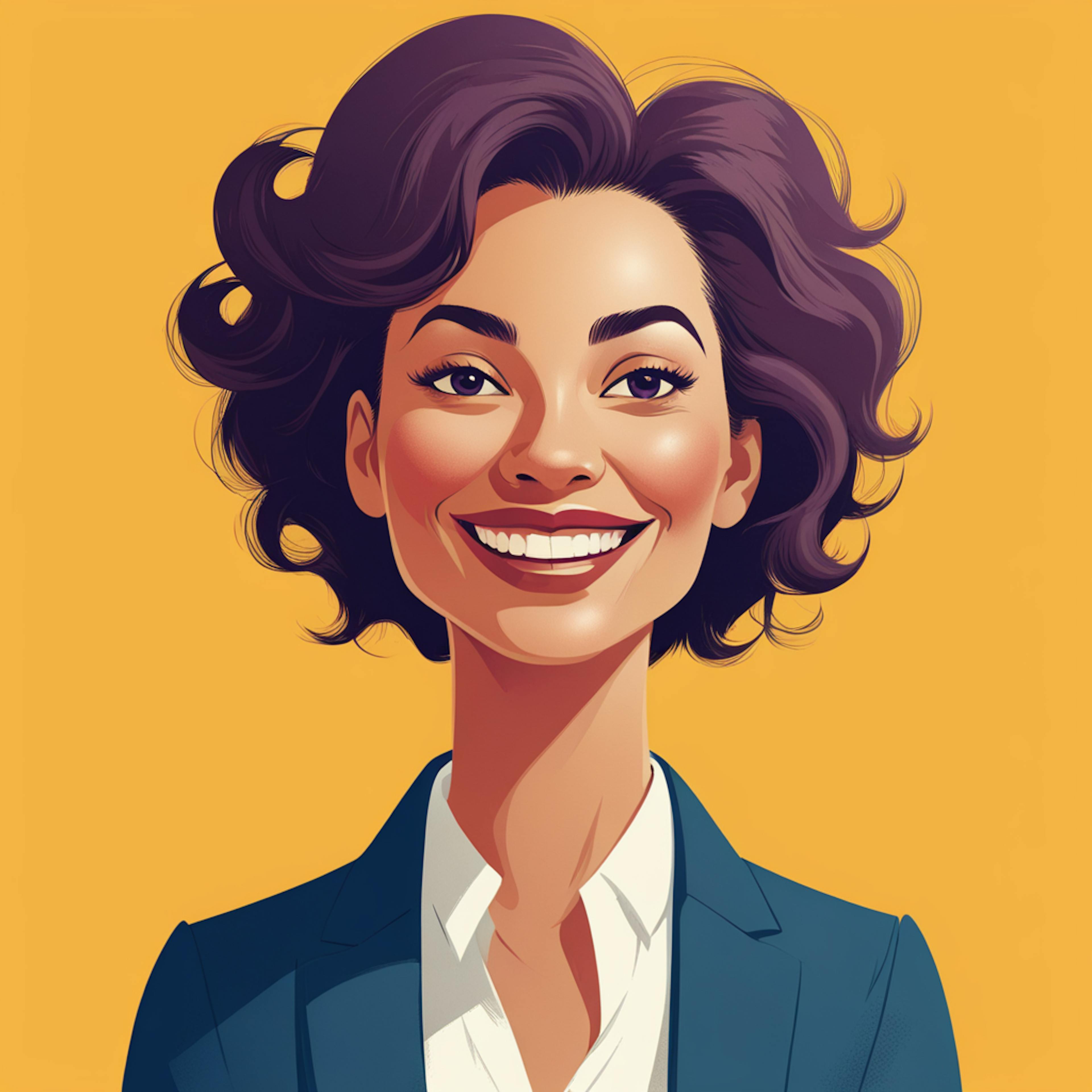 A vibrant portrait of a smiling businesswoman in formal attire, embodying the energy and optimism behind effective promotional strategies.