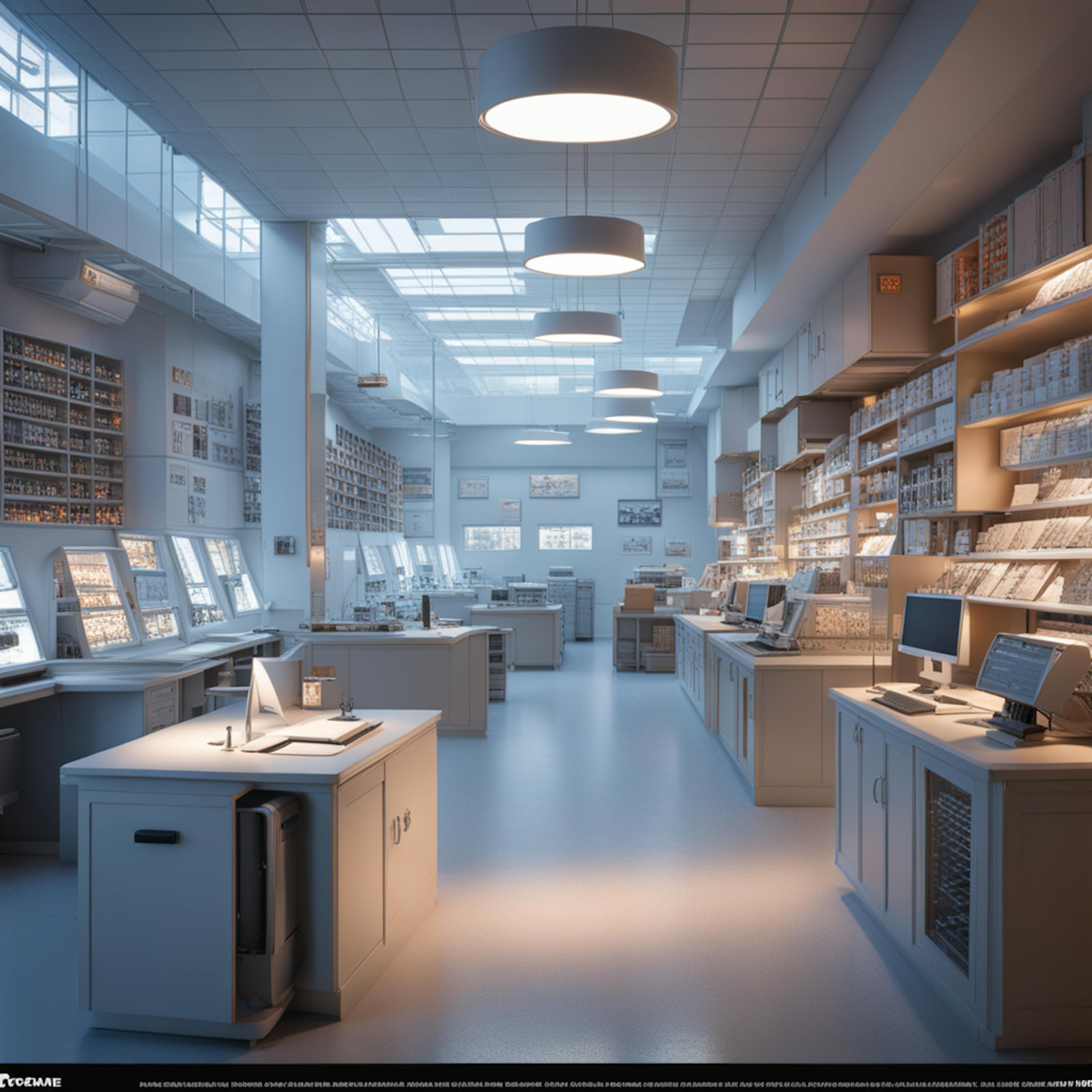 A modern laboratory-like environment filled with computers, shelves of data resources, and organized workstations. This high-tech setting represents the systematic and collaborative nature of "natural language processing research."