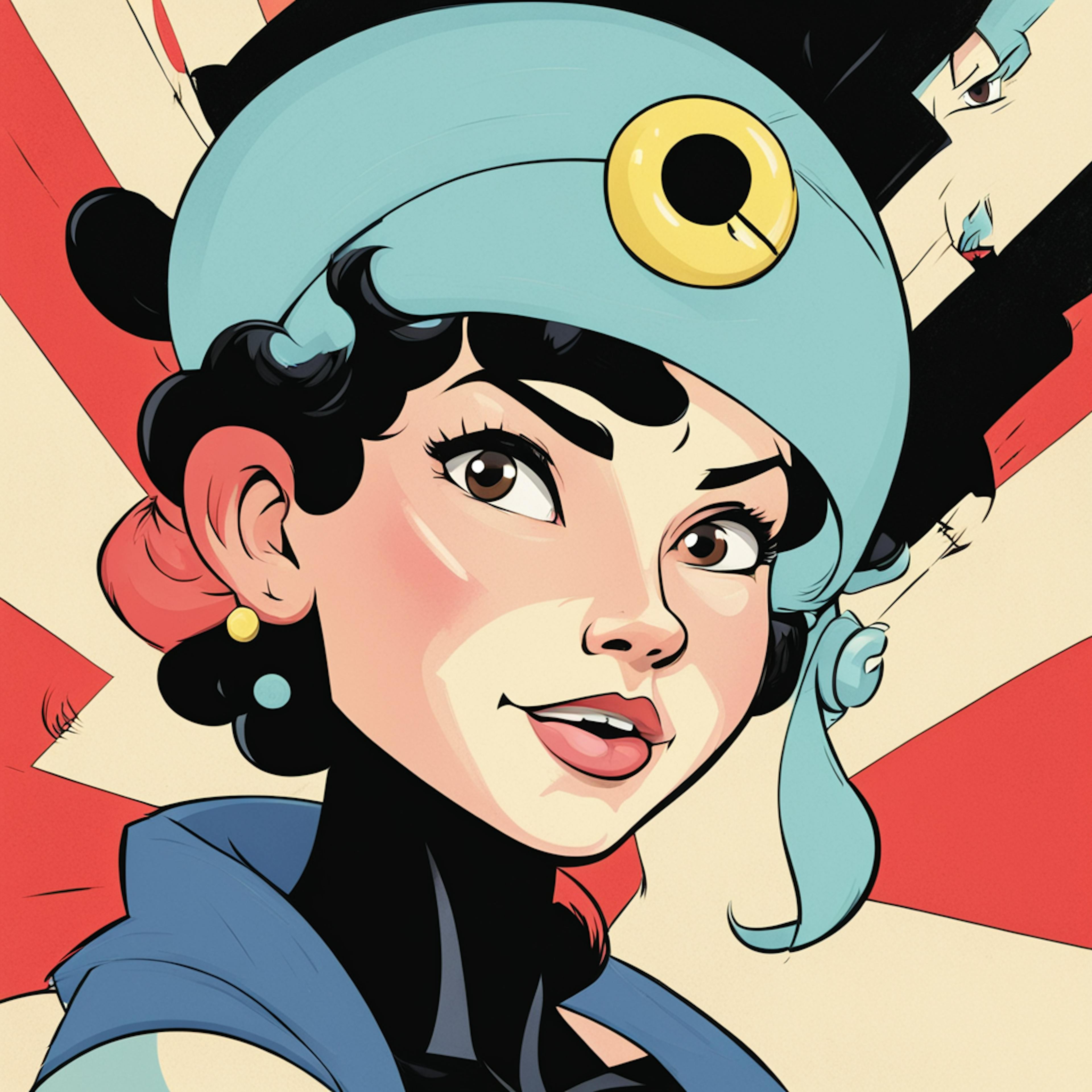 A vibrant close-up of a stylized female character with striking colors and bold outlines, highlighting "graphic design tips 2025" for using vivid palettes and clean lines to create visually impactful illustrations.