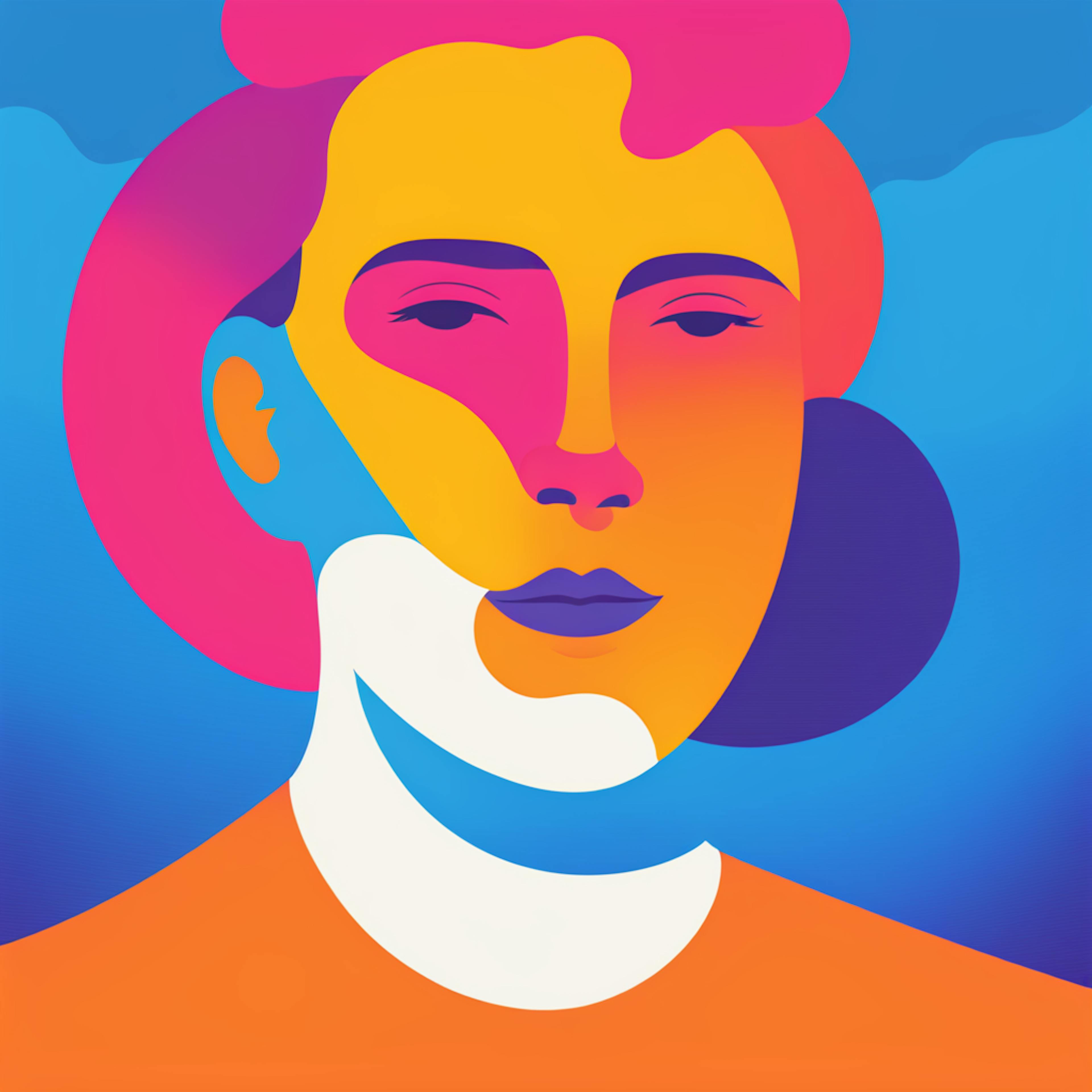 A modern, multicolored portrait with bold, flowing shapes, capturing the essence of personalization and adaptability in "how to use voice AI" effectively.