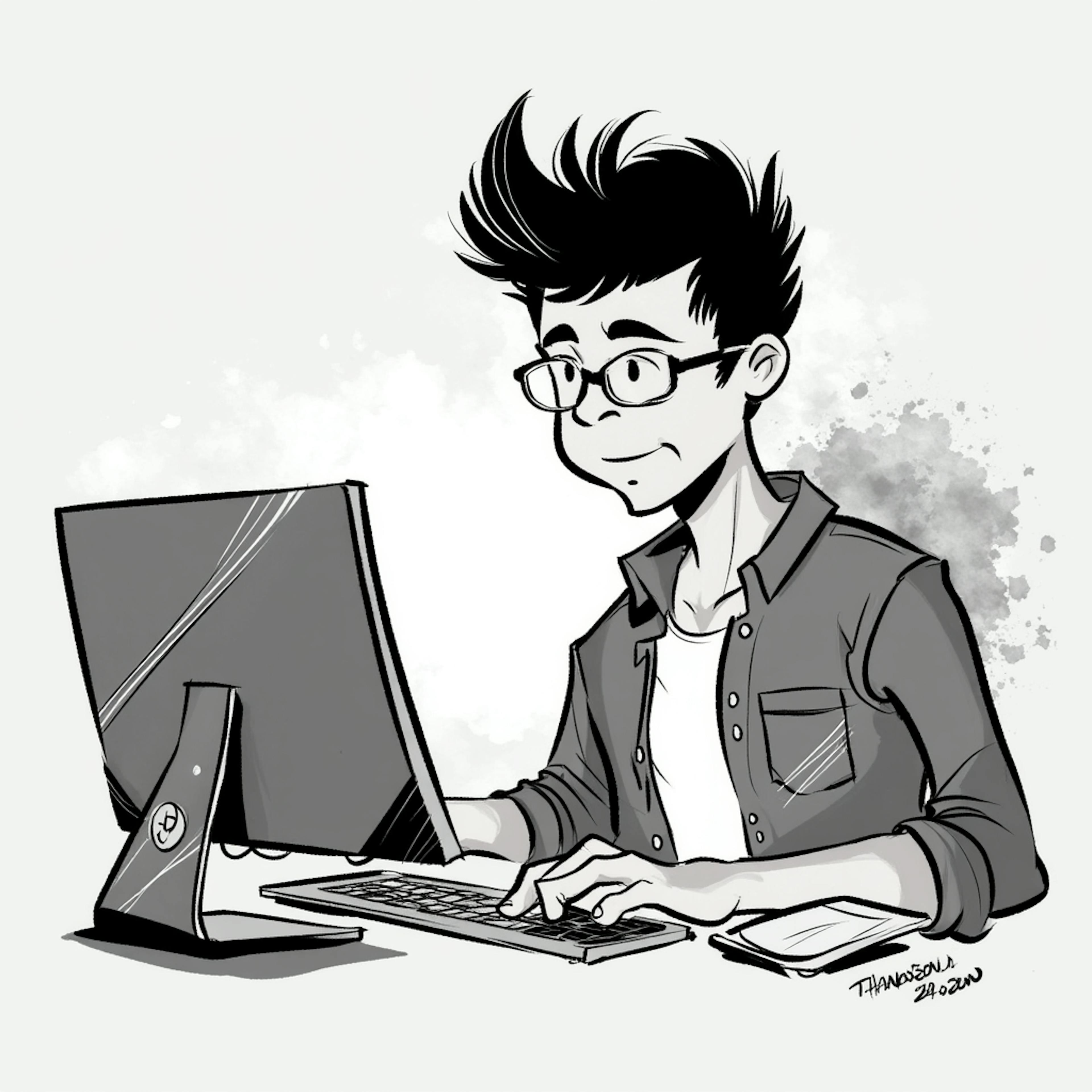 A young professional working diligently at a computer, symbolizing "how to use AI to automate testing" for streamlining tasks and improving efficiency.