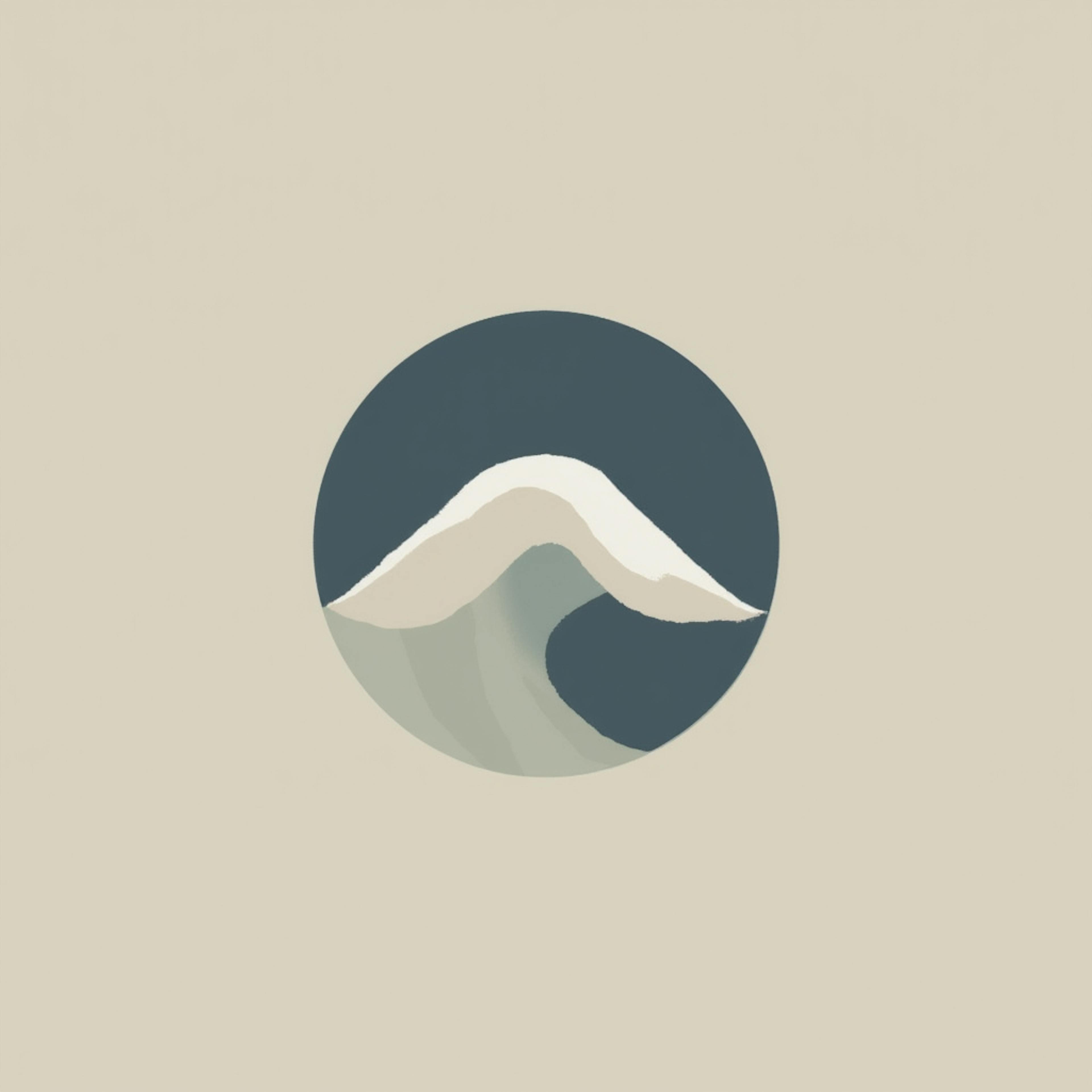 An elegant minimalist logo depicting a stylized wave within a circular frame, symbolizing fluidity and creativity in "logos artificial intelligence" design.