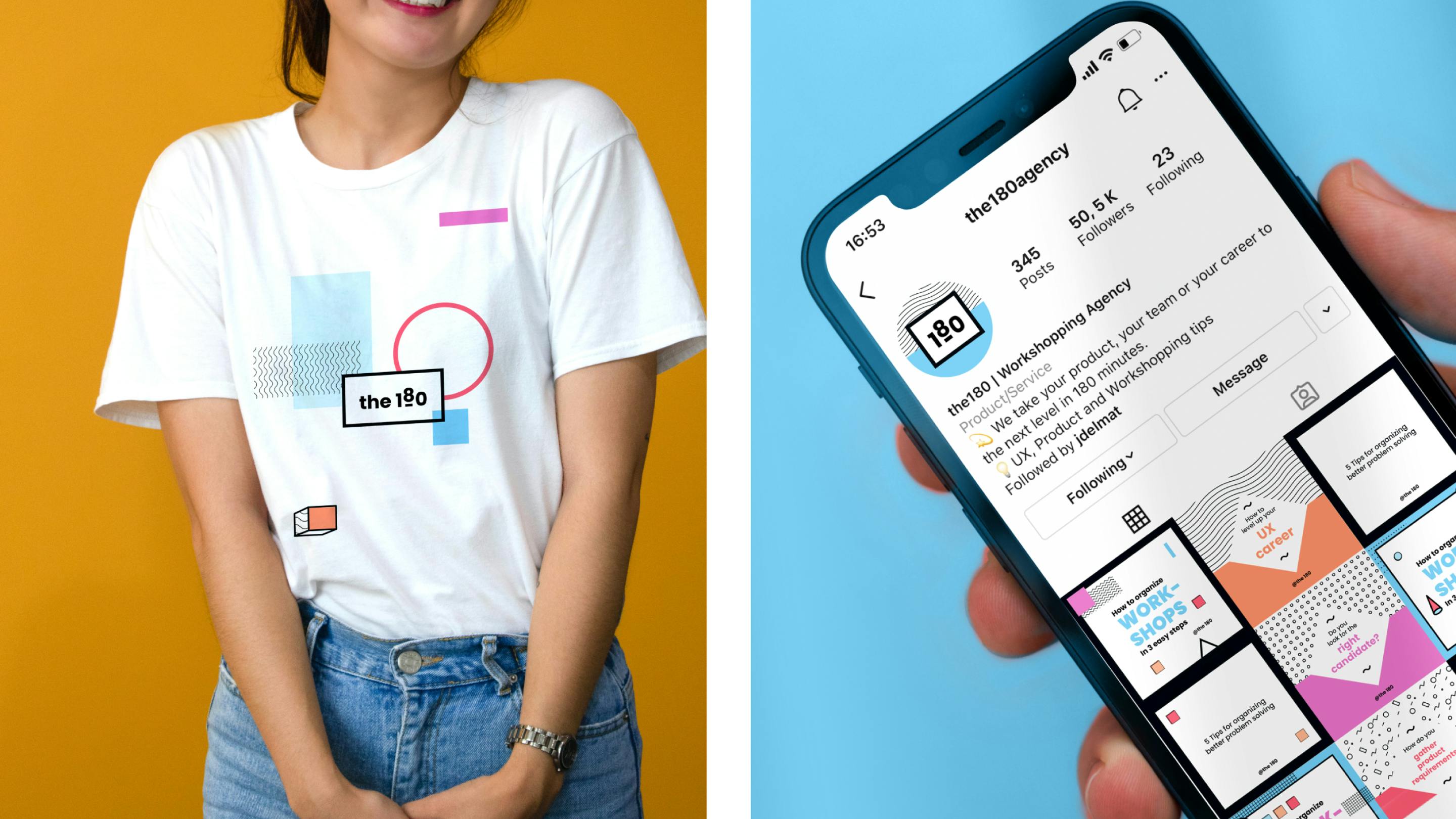 Examples of logo placement for The 180