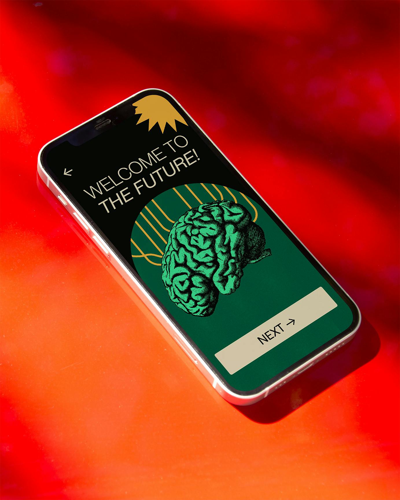 mobile app on orange table