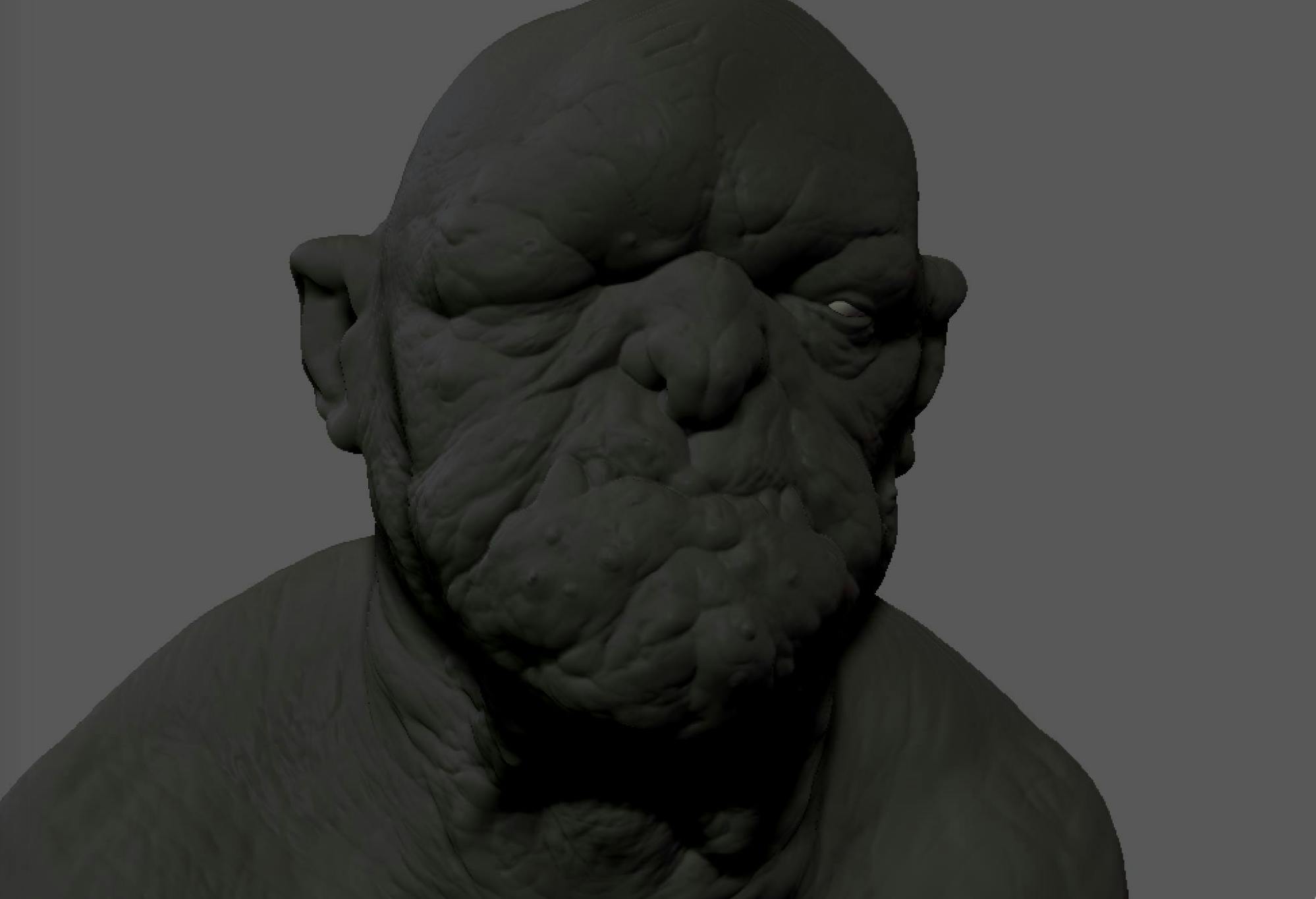 3D model of a grotesque face
