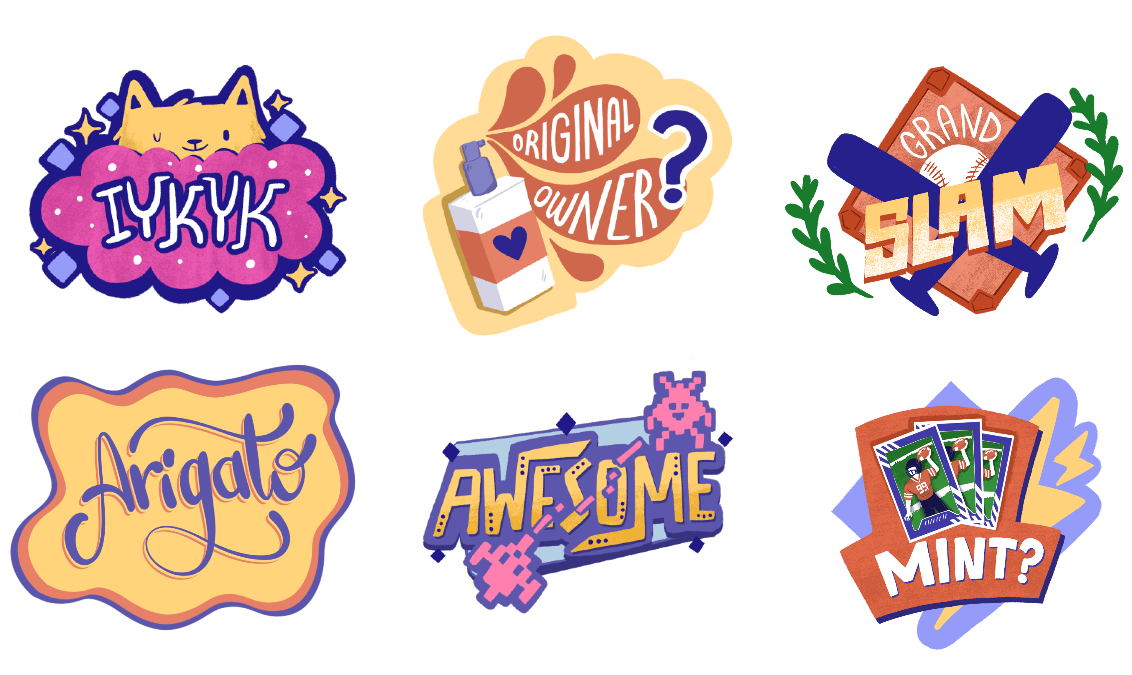 Colorful illustrated stickers 