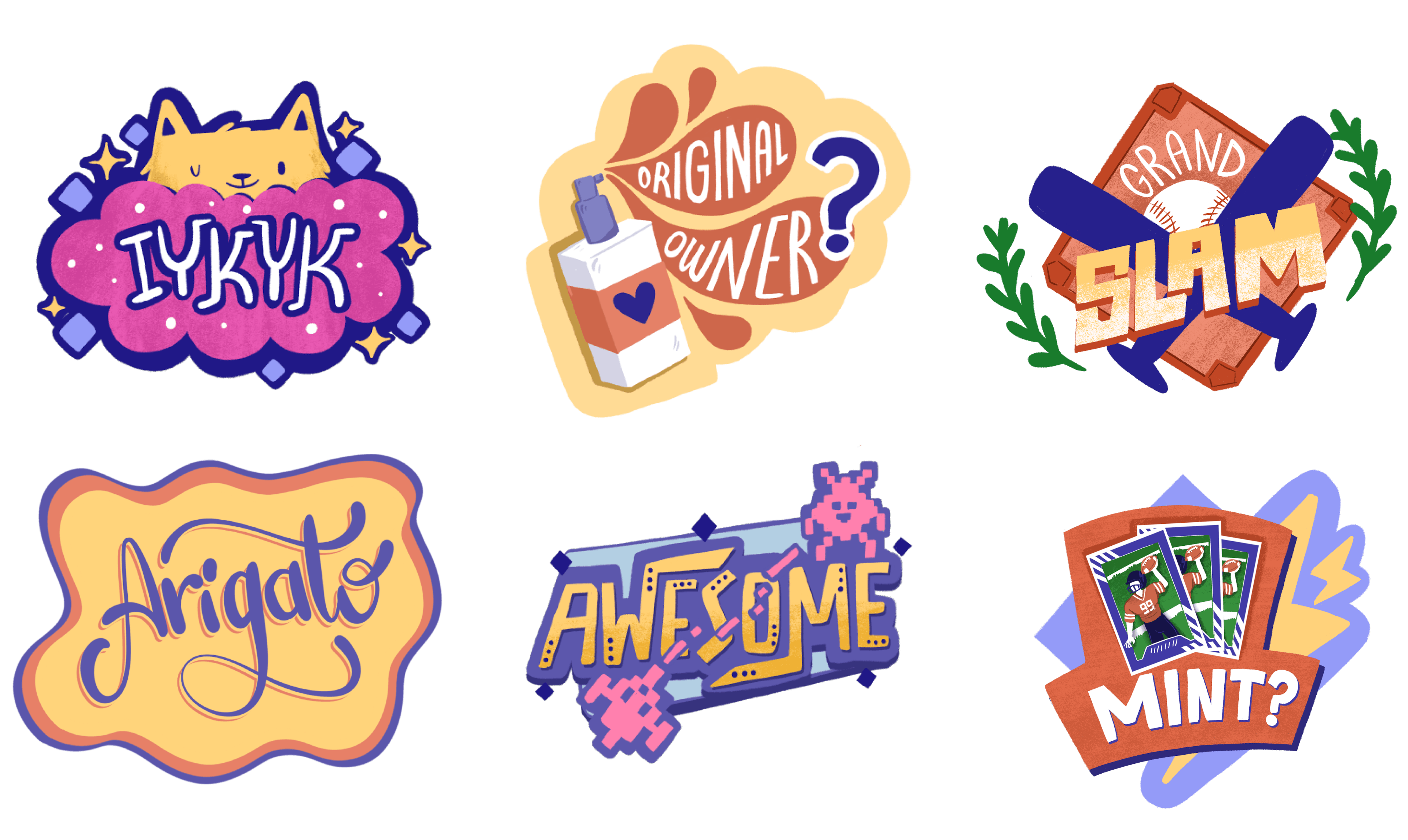 Colorful illustrated stickers