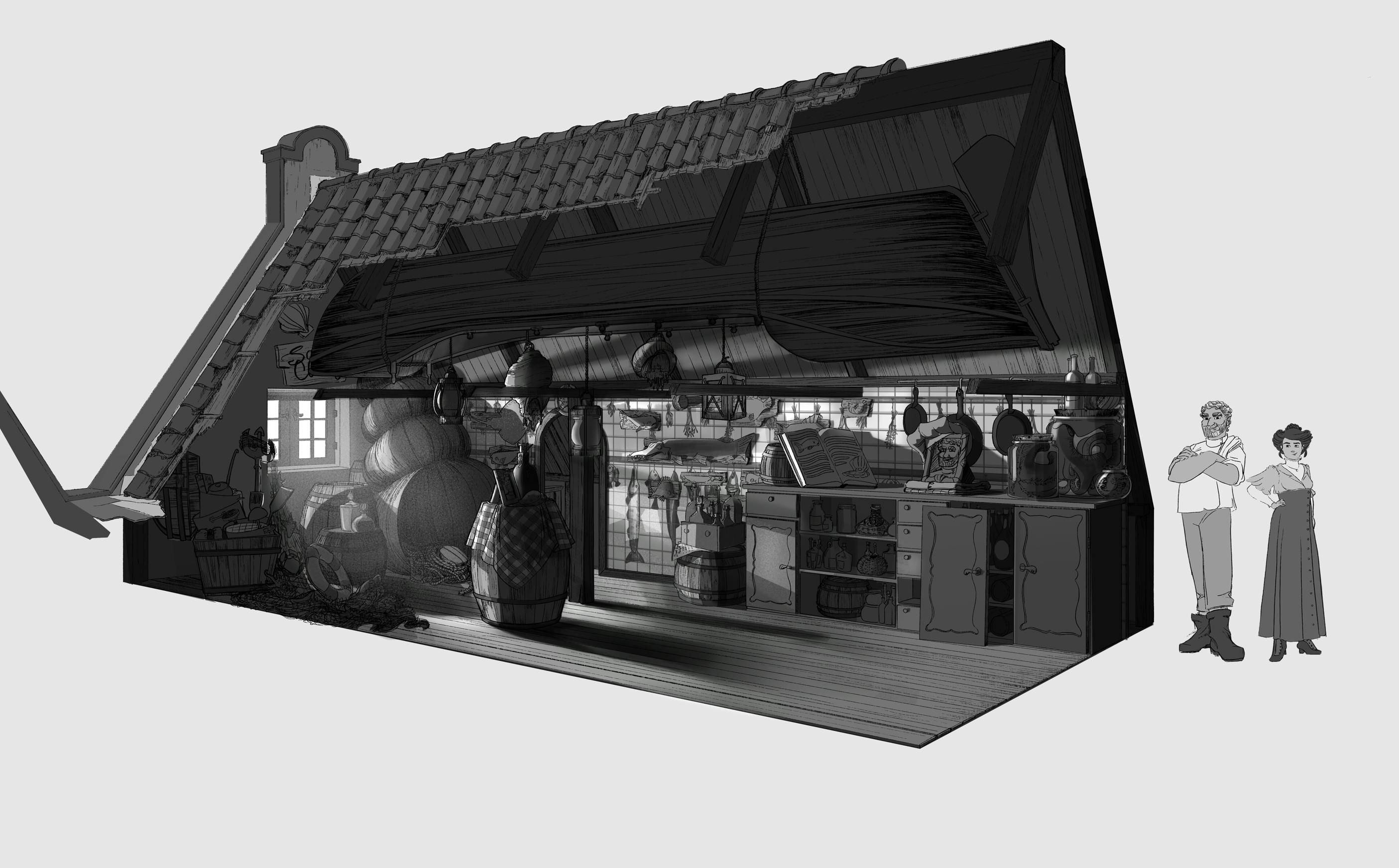 Concept illustration of cabin interior