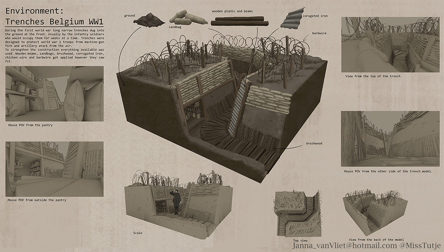 Concept art of a WW1 trench game level