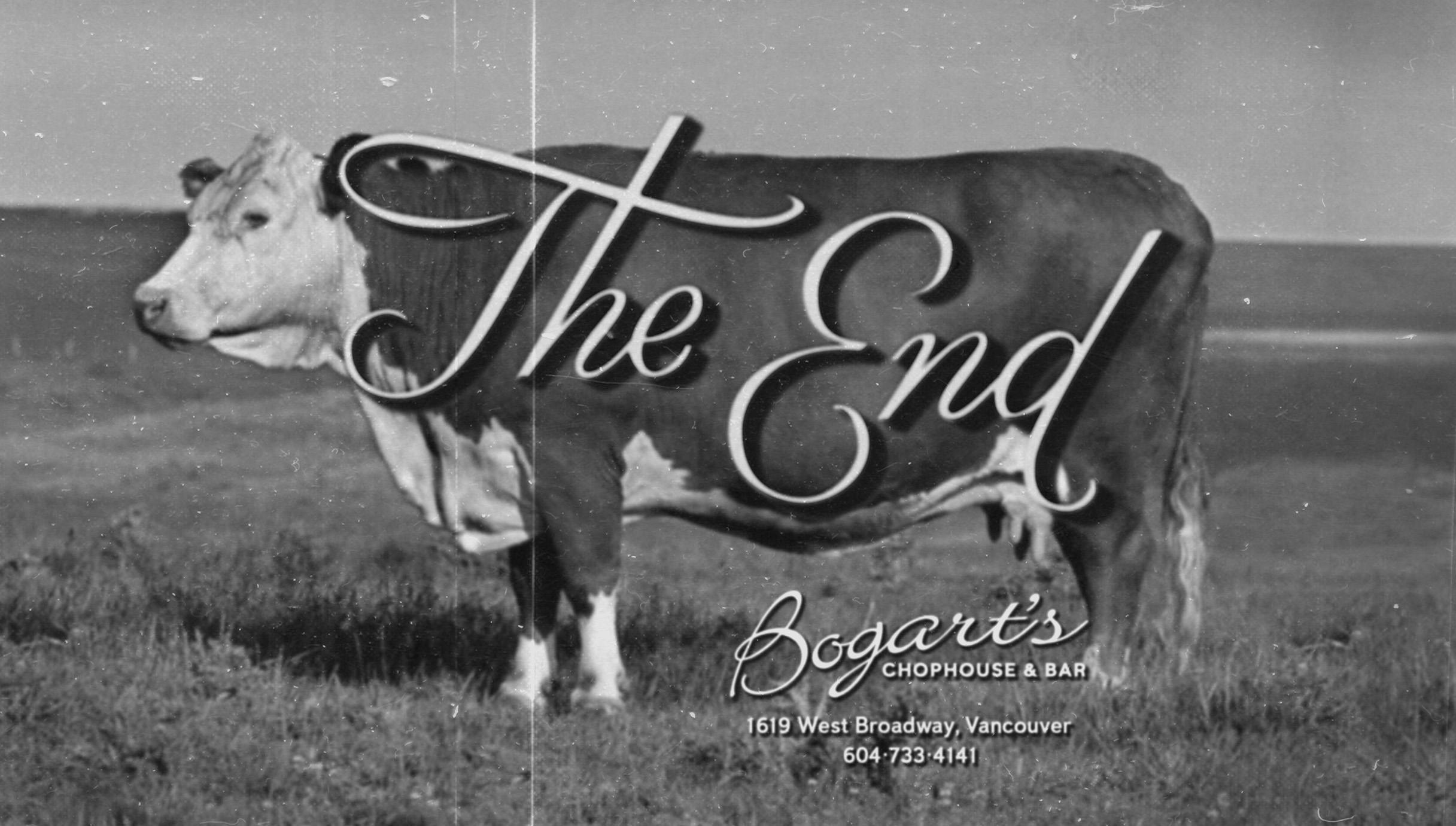 Cow with the words 'The End' over it