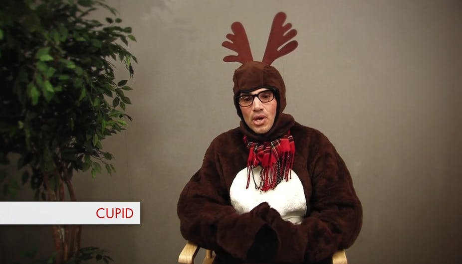 A man in a reindeer costume