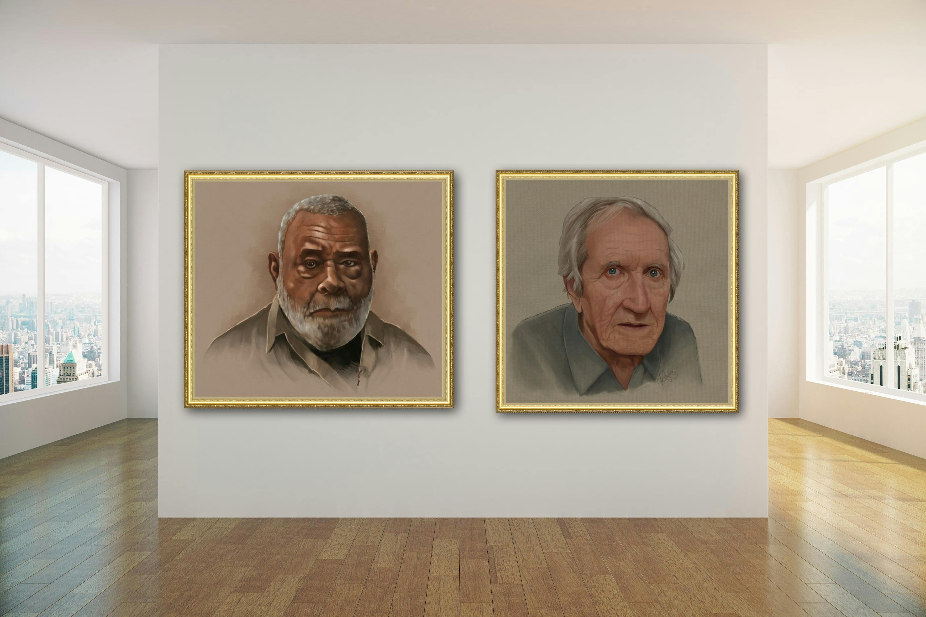 Portraits hanging in a gallery