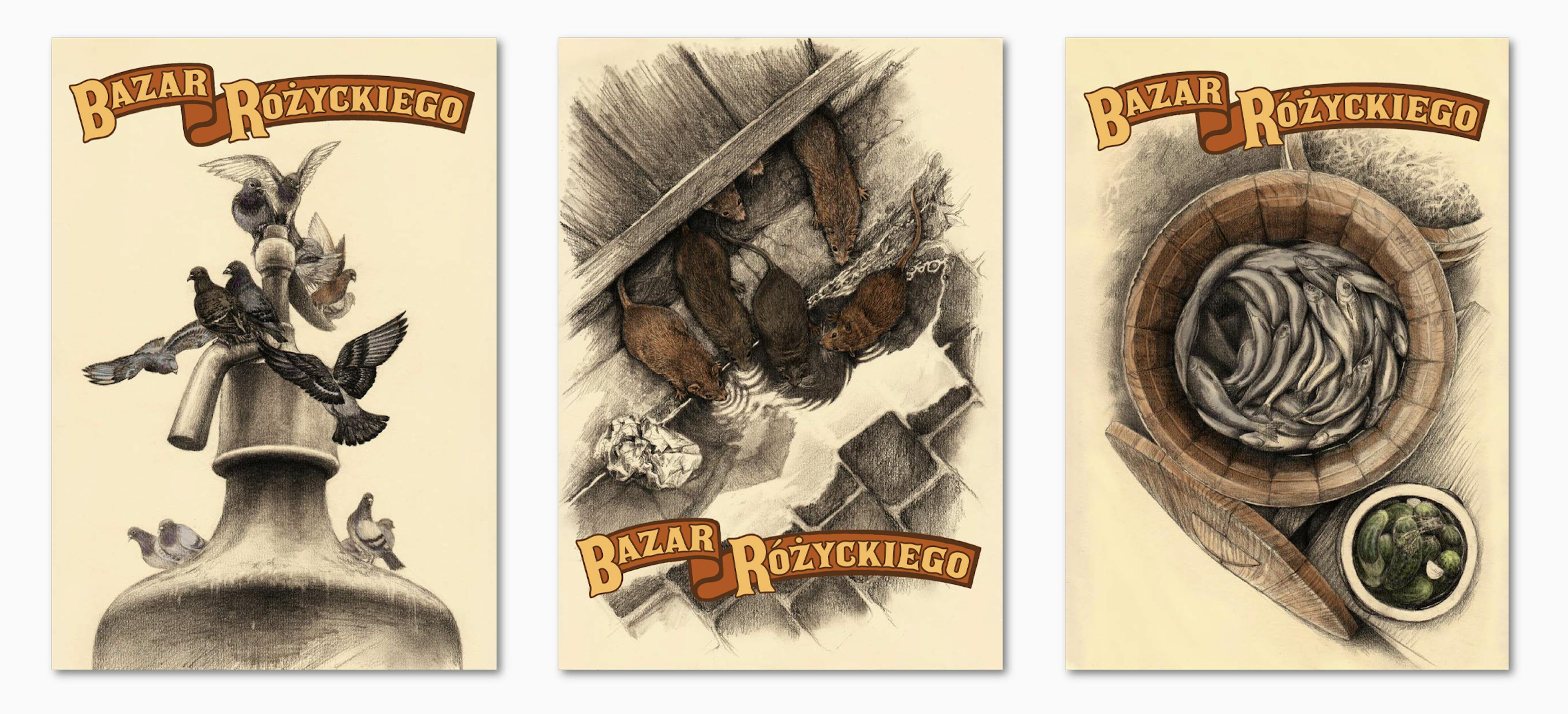 Three cards of Bazar Rozyckiego