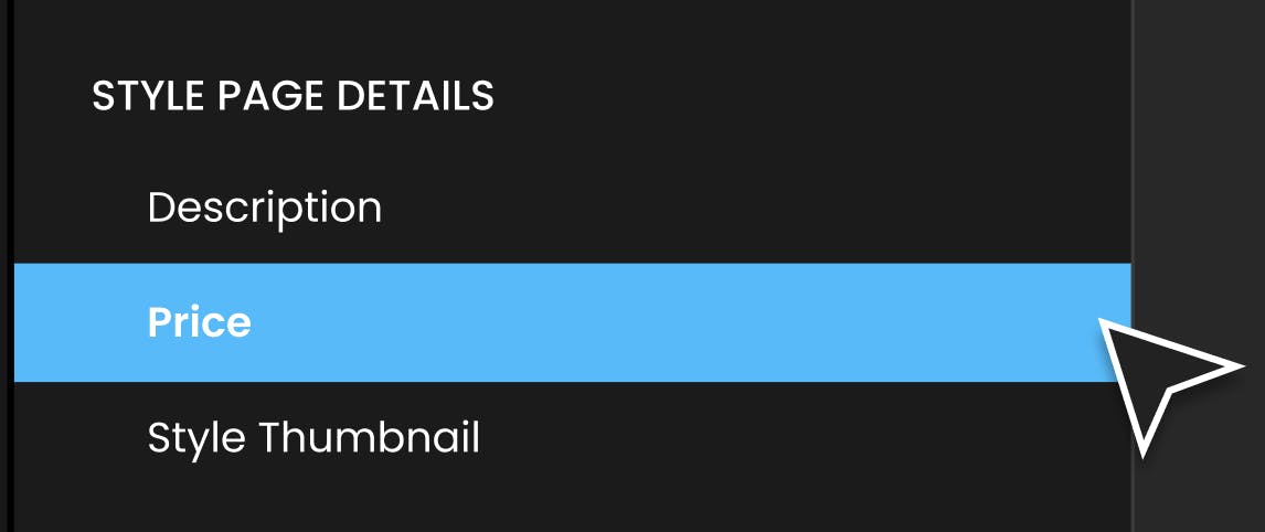 Style Price tab