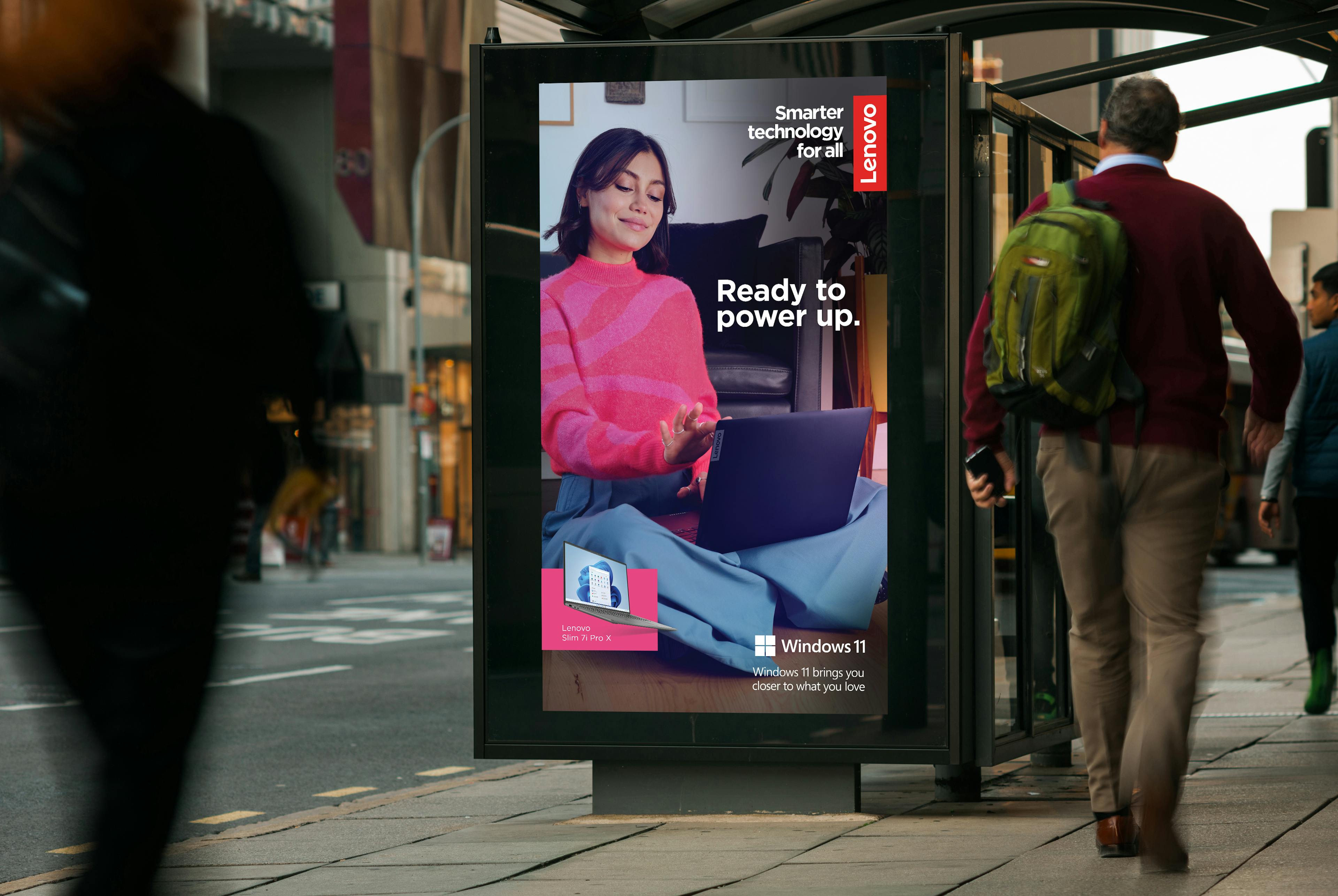 Lenovo ad in situ at a bus stop