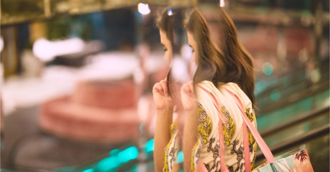 Refracted reflection of a woman