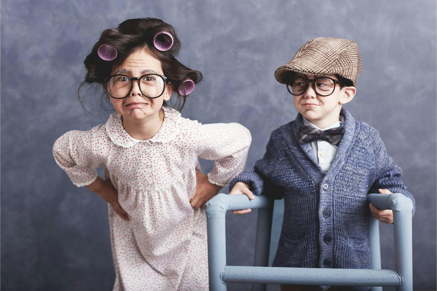 Children dressed as old people