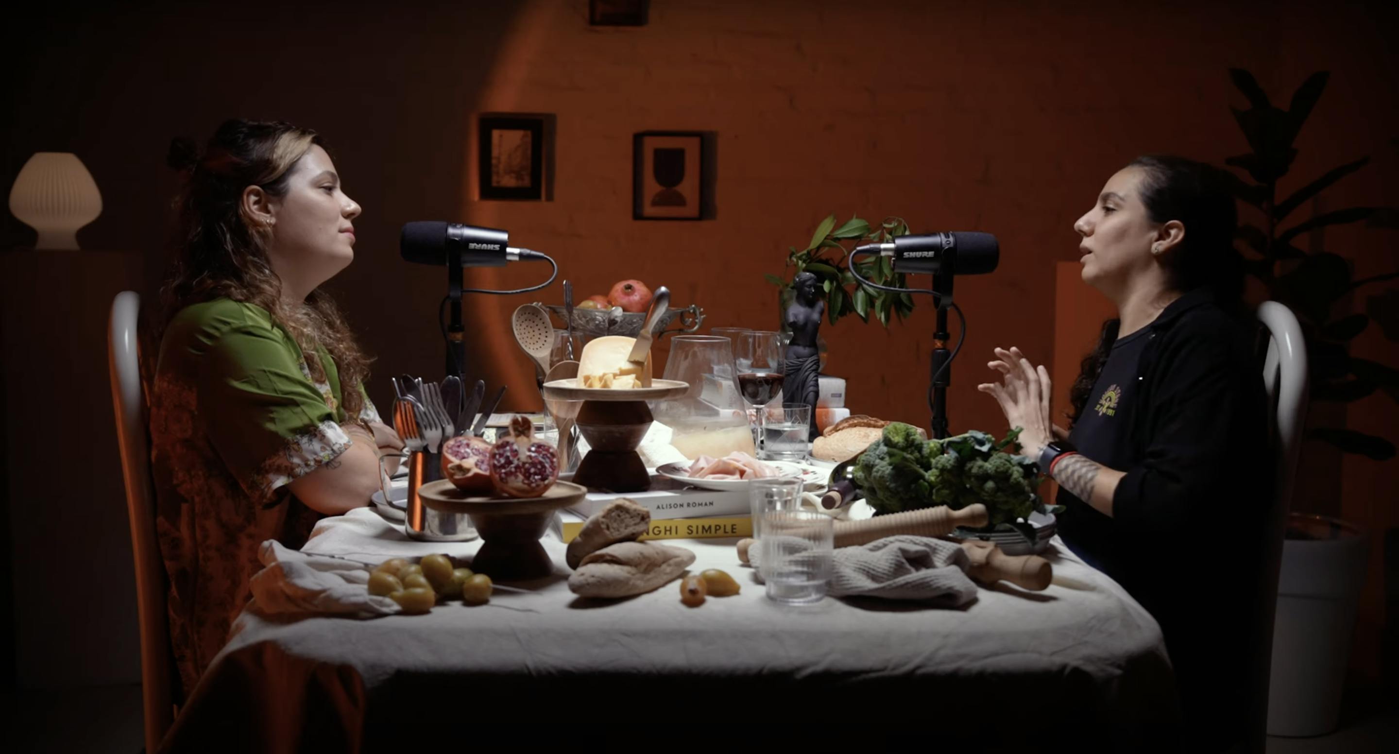 Two podcasters at home