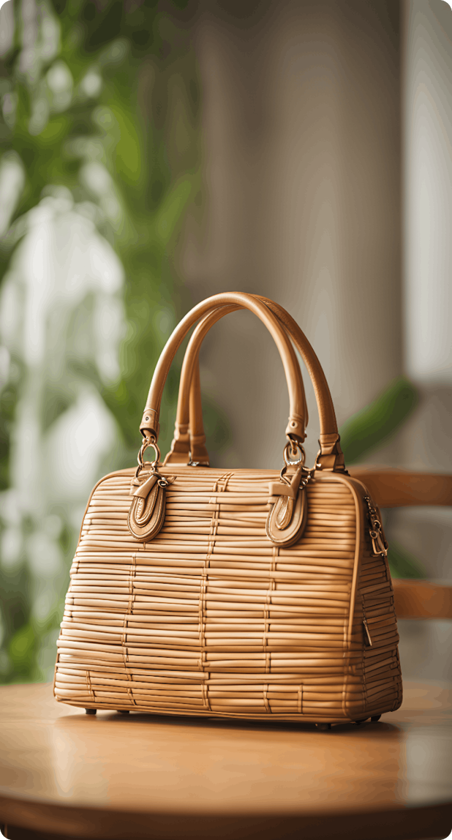 Photograph of a bamboo purse