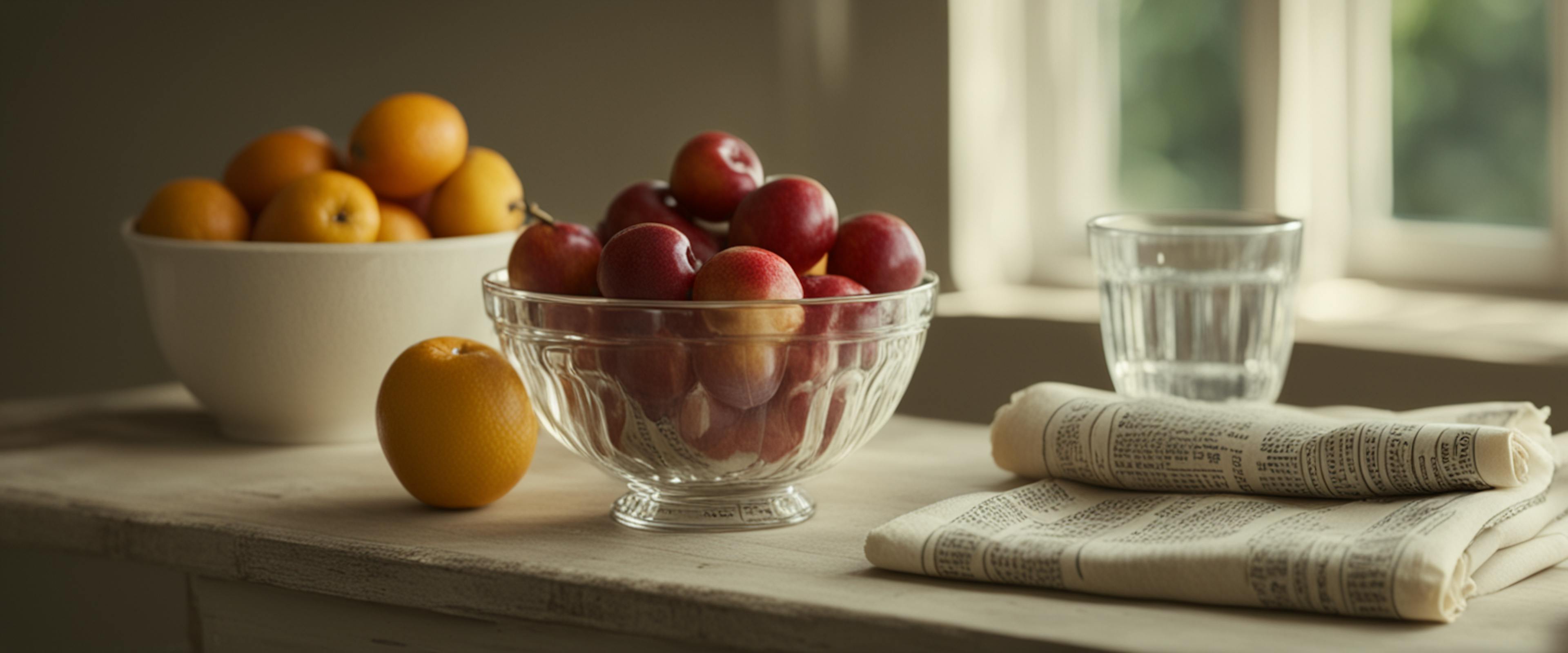 Fruit in bowls on a table