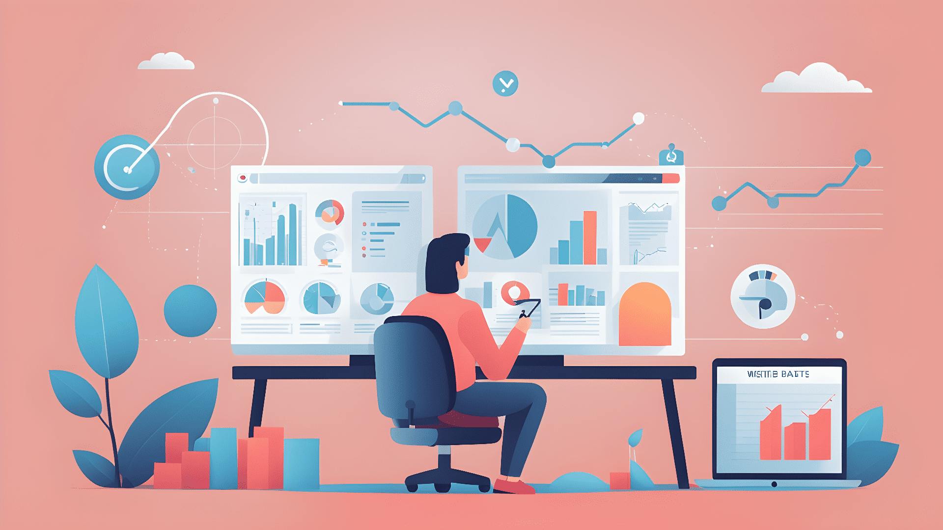 Woman sitting in front of charts