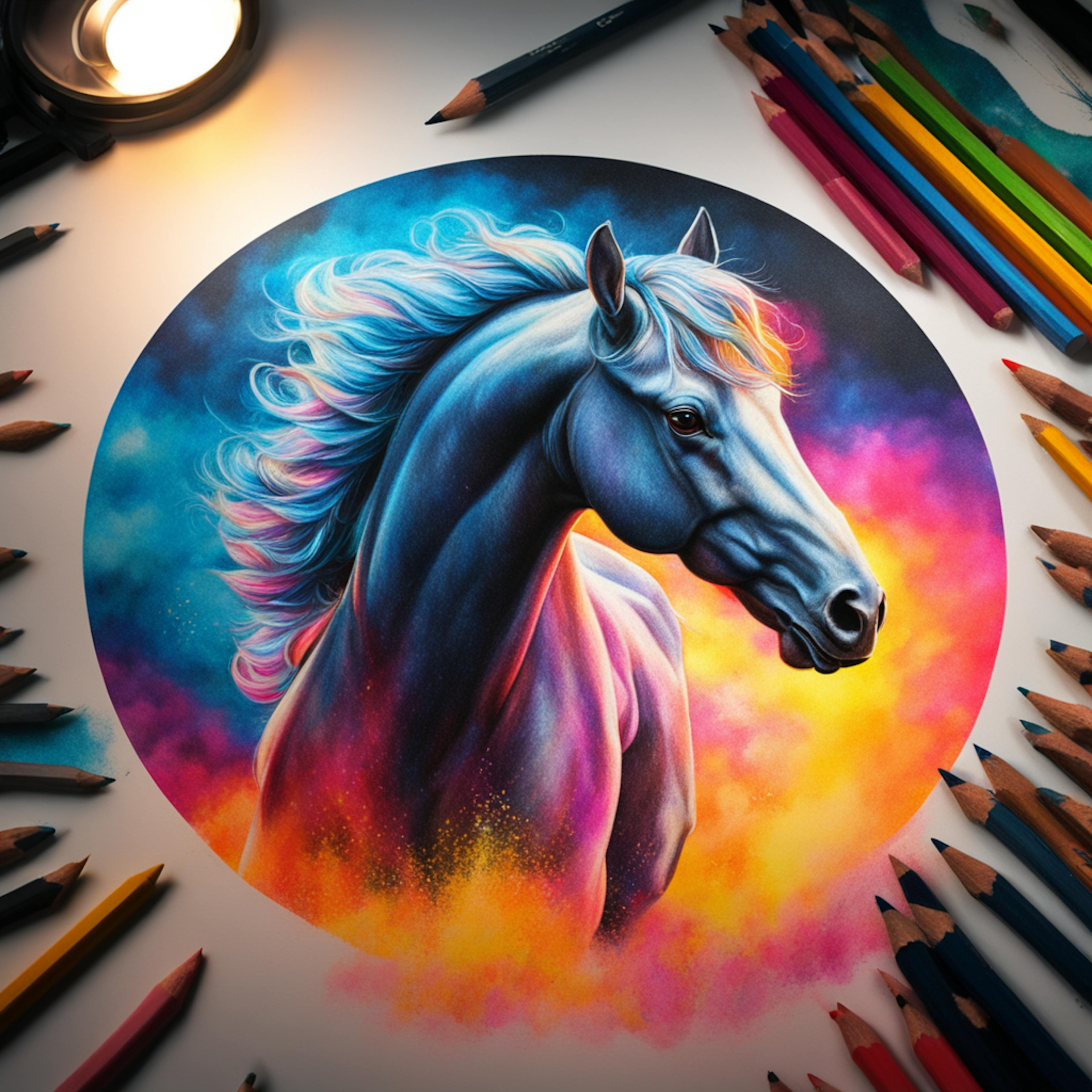 image of a colorful horse representing color pencils clip art
