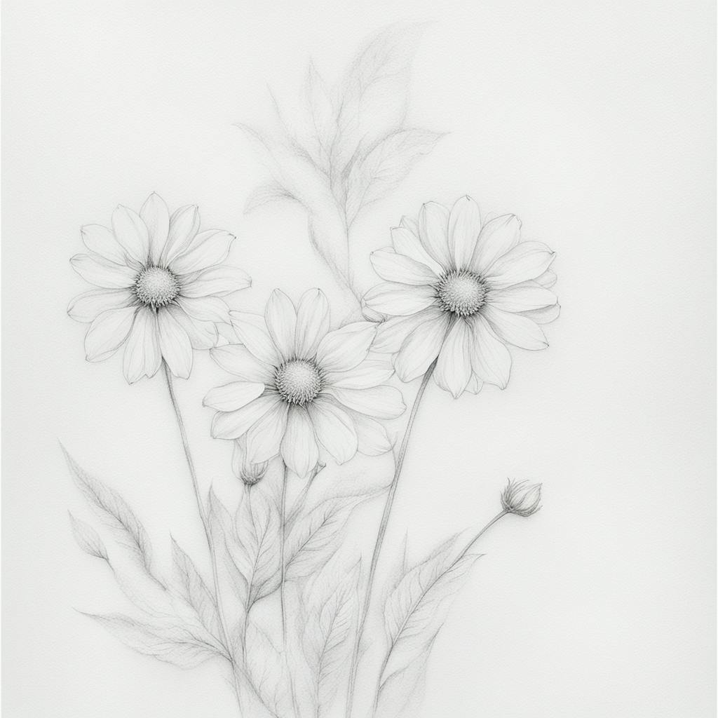 Flower pencil drawing discount