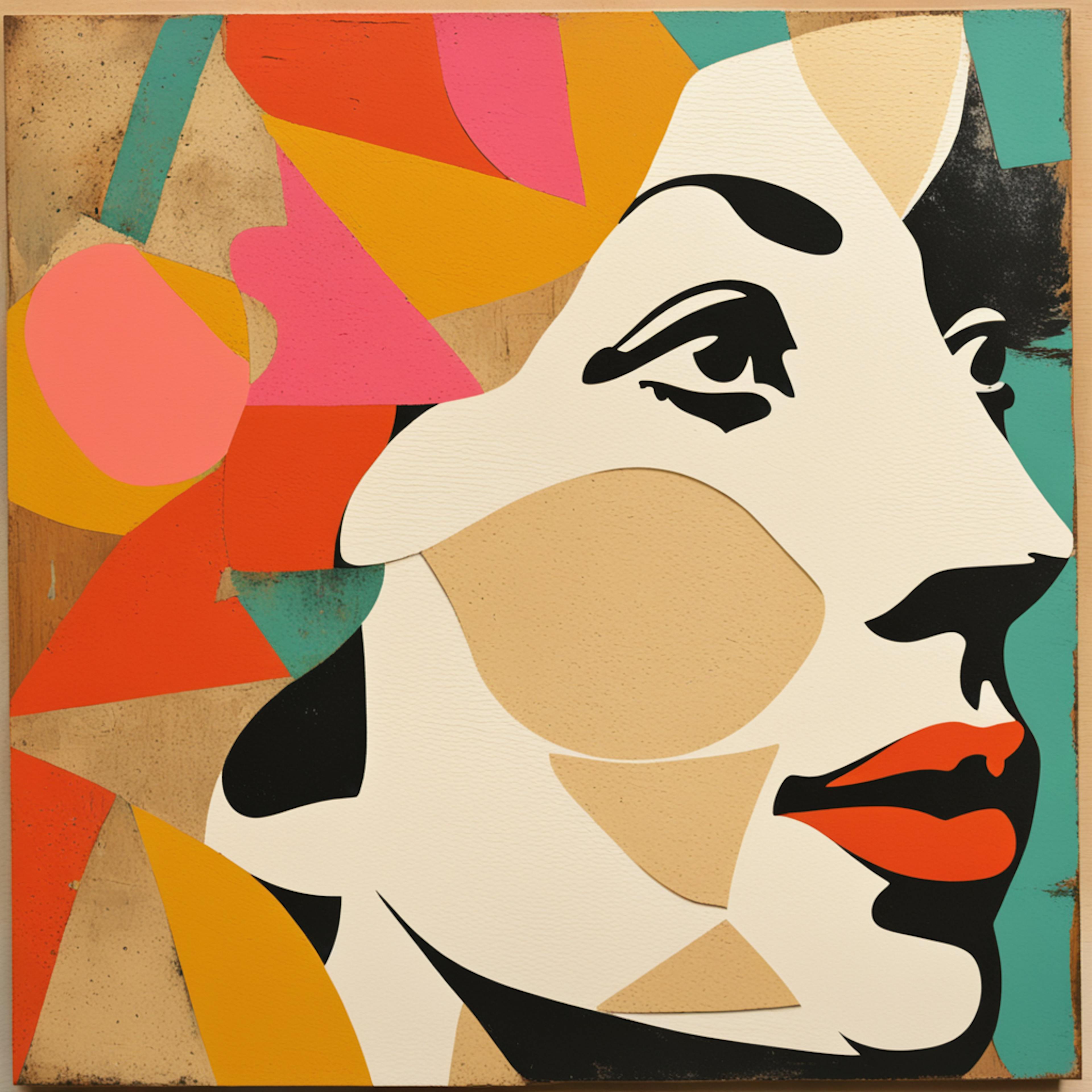 A modernist depiction of a woman's face, using bold lines and contrasting colors to convey a sense of individuality and strength, representing the role of the "competition and markets authority."